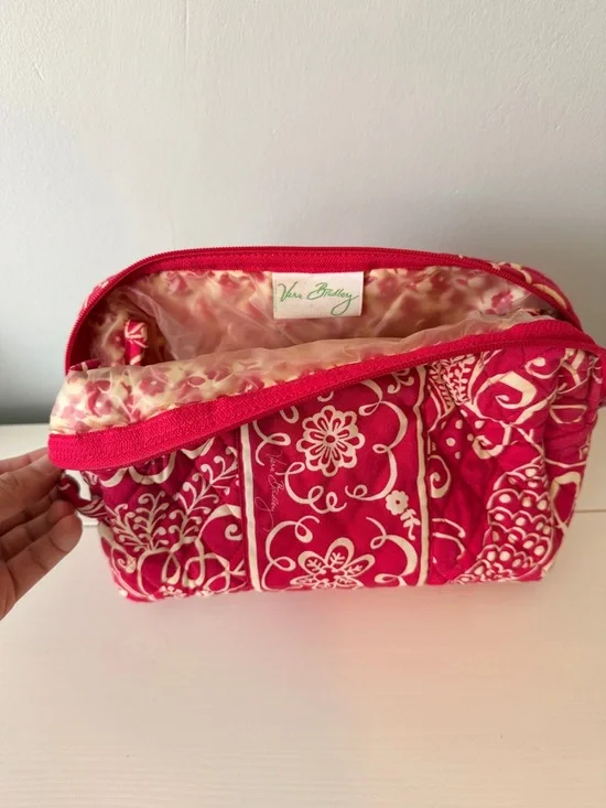 Vera Bradley Twirly Birds Pink Large Cosmetic Pouch - Picture 7 of 7